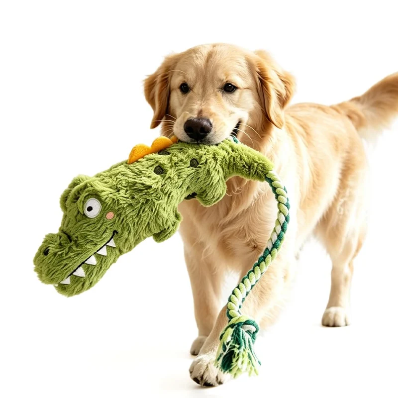 Gioco Coccodrillo per Cani con Corda e Squeaker