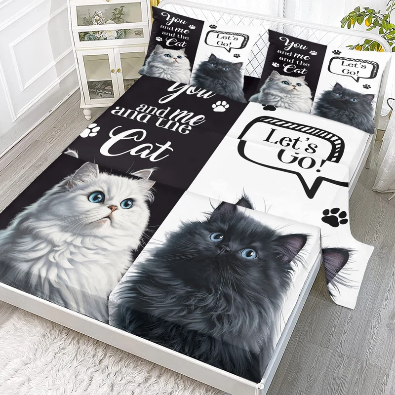 Completo Letto 4 Pezzi Gatti in Microfibra 3D