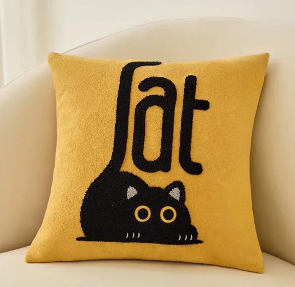 Cuscino Decorativo Gatto in Peluche, 45×45 e 30×70 cm