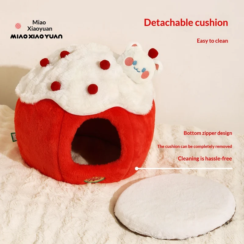 Cuccia Igloo Invernale per Gatti in Peluche Morbido