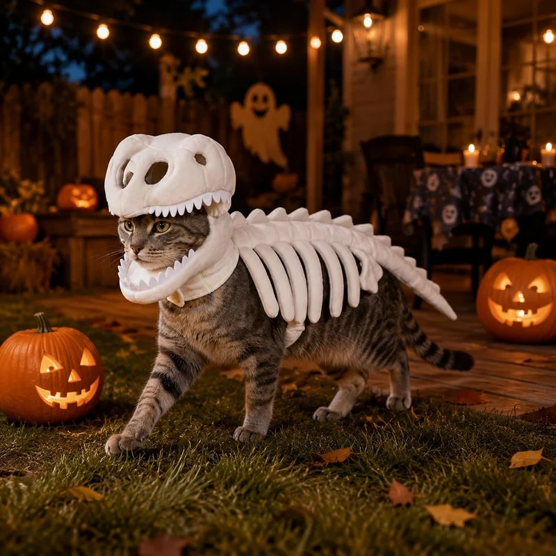 Costume Dinosauro Scheletro per Cani e Gatti | T-Rex