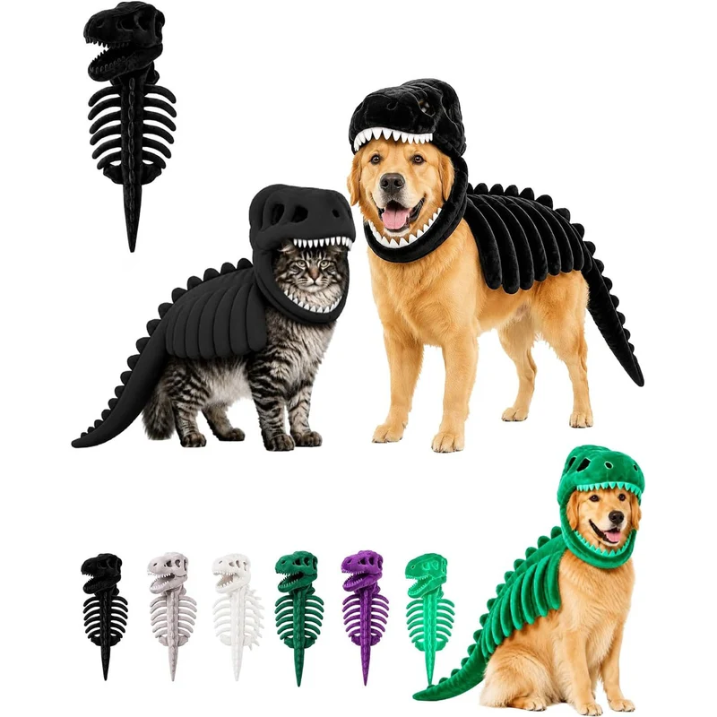 Costume Dinosauro Scheletro per Cani e Gatti | T-Rex