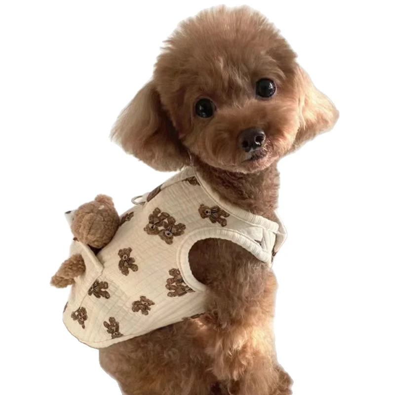 Gilet Trapuntato Cani Gatti Orsetto 3D D-ring XS-XL