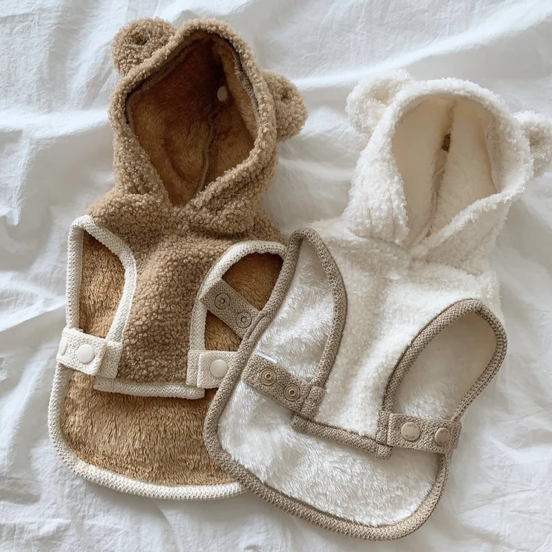 Gilet Teddy Bear Cappuccio Orecchie Cani Pile Bouclé S-3XL