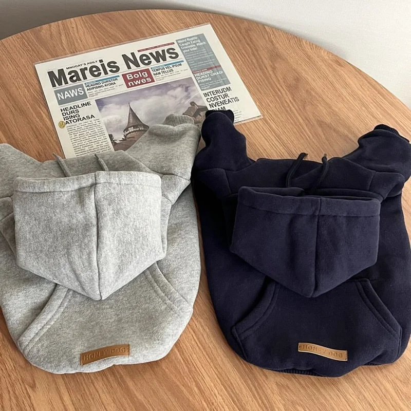Felpa Cappuccio Cani Gatti Pile Grigio Navy XS-XL