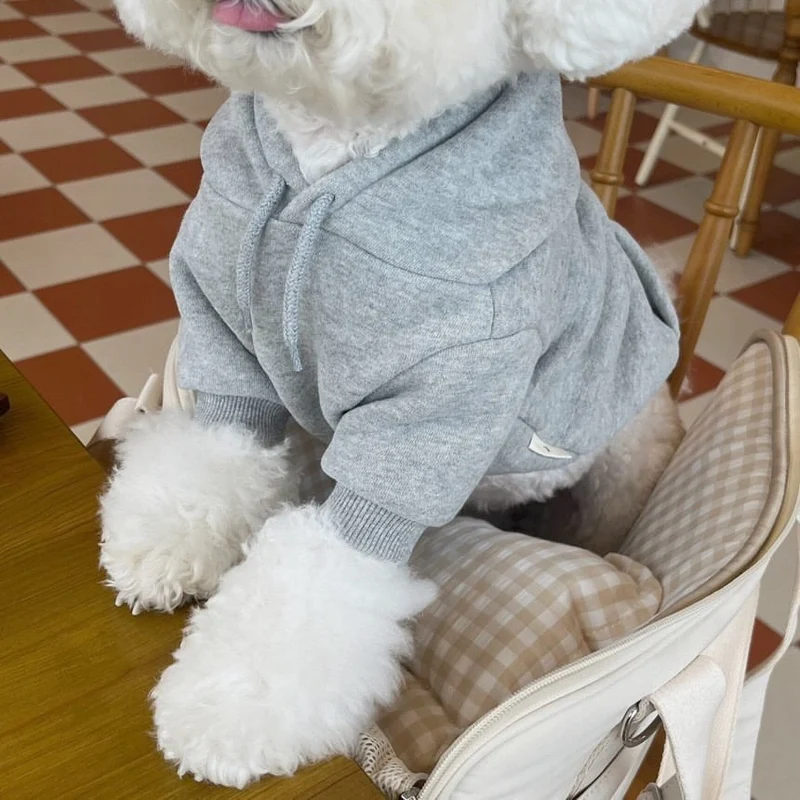 Felpa Cappuccio Cani Gatti Pile Grigio Navy XS-XL