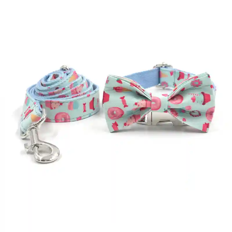 Set Collare Guinzaglio Papillon Cani - Fantasia Macaron
