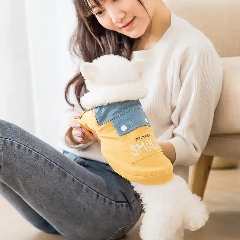 Cappotto Cani You Make Me Smile - Denim Imbottito