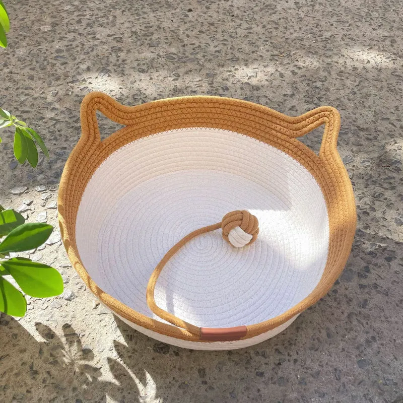 Cesta Gatti Cotone Intrecciato Orecchie 35/40/46 cm