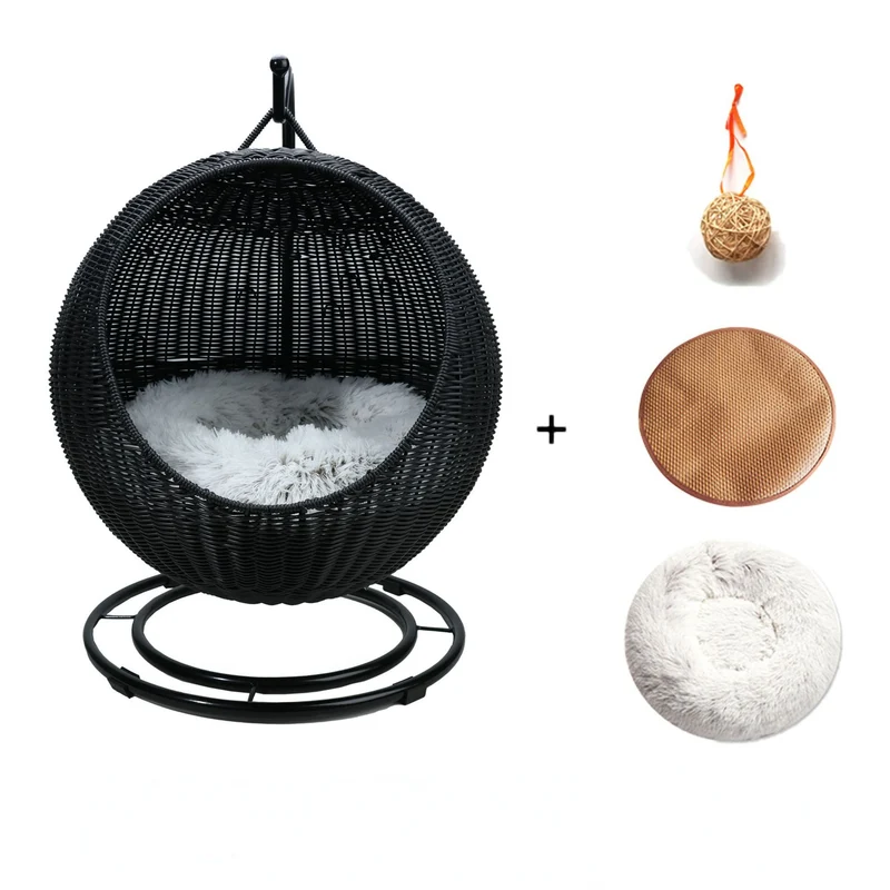 Casetta Sfera Rattan Gatti Dual Use Stand + Cuscino