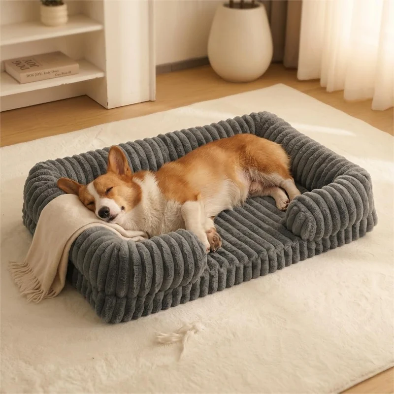 Cuccia Bolster Sofa Plush Cani Bordi Rialzati Lavabile