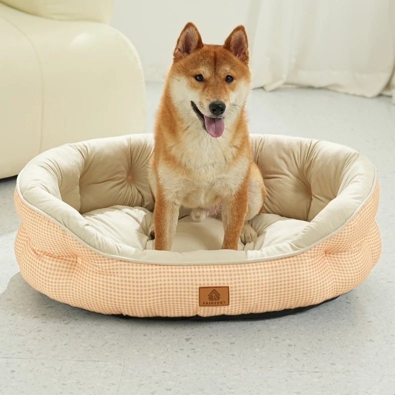 Cuccia Ovale a Quadretti per Cani S/M/L Lavabile