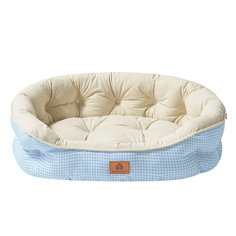 Cuccia Ovale a Quadretti per Cani S/M/L Lavabile