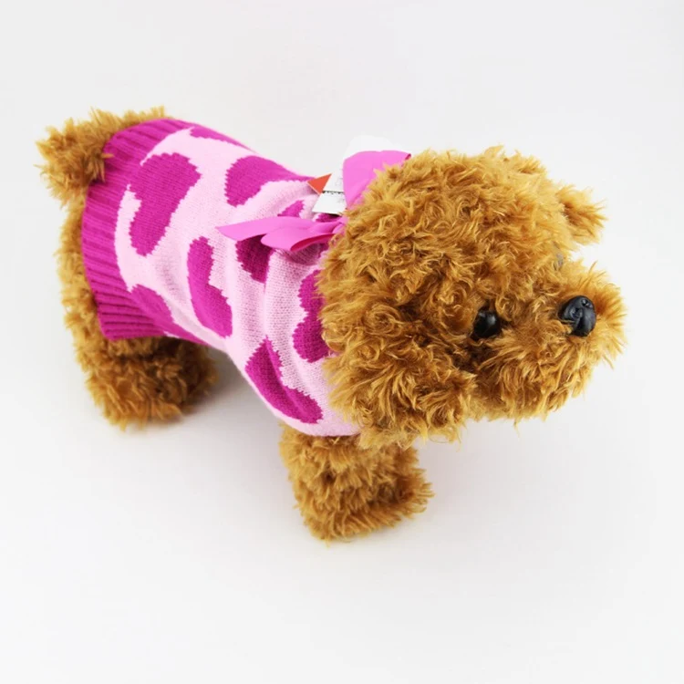 Maglione Rosa Cuori per Cani - Caldo con Fiocco