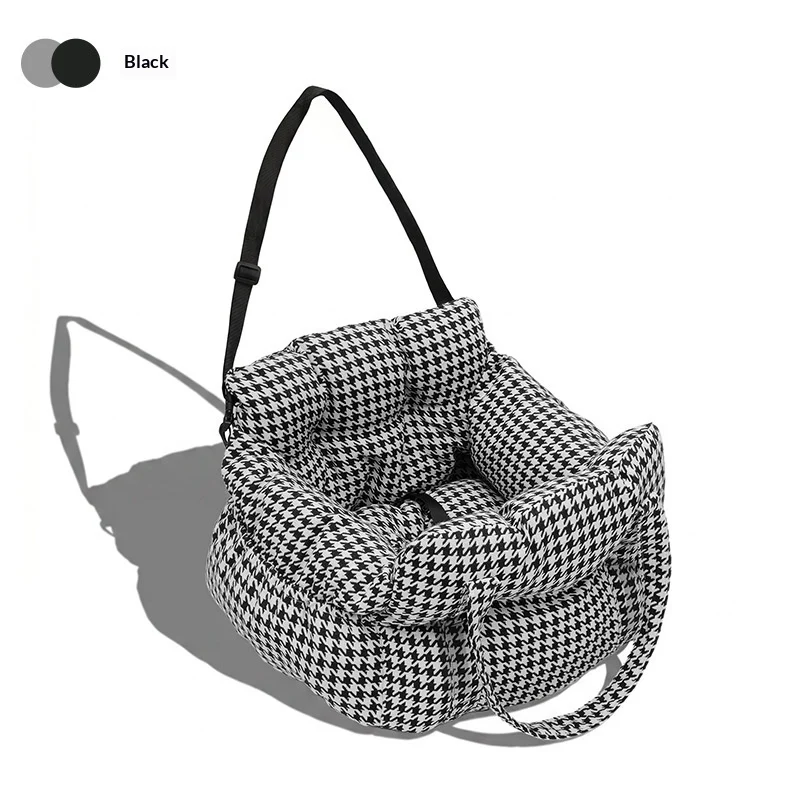 Cuccia Auto 3-in-1 Houndstooth per Cani – Borsa e Casa