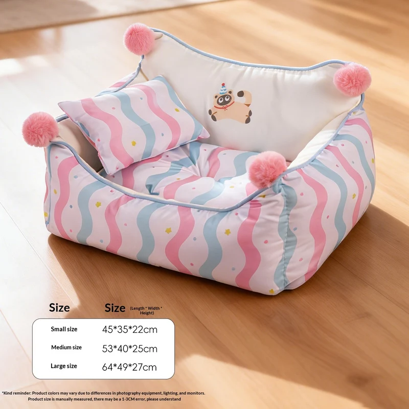 Cuccia Divano a Righe per Cani e Gatti – 4 Stagioni