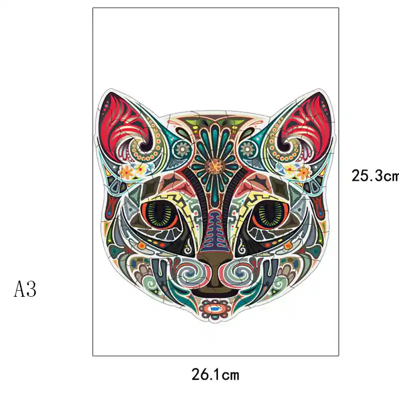 Puzzle Legno Gatto Fiori - Gioco Educativo Irregolare