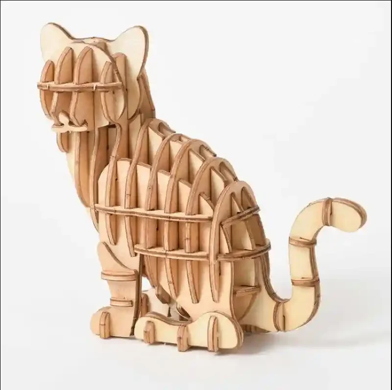 Puzzle 3D Legno Animali - Gioco Educativo Cane Gatto
