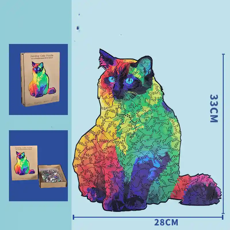 Puzzle Legno Gatto Arcobaleno 221 Pezzi - Difficoltà Alta