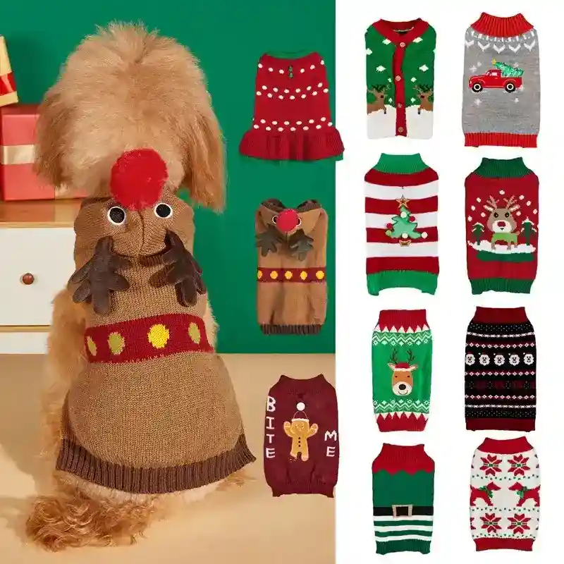 Maglione Natale per Cani - 11 Fantasie Babbo Natale Renne