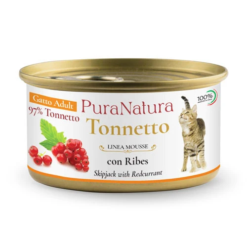 Pura Natura Dalla Grana umido MOUSSE gatto adult tonno e ribes 85g