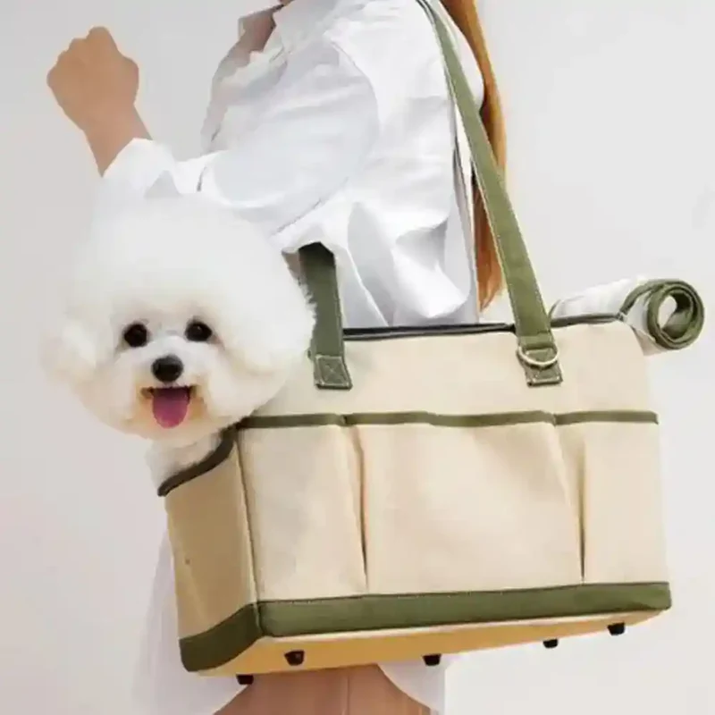 Trasportino Cani Gatti Fondo Rigido Similpelle Doppia Zip