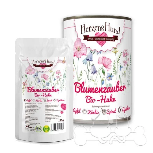 Herzens Hund Magia Floreale con Pollo Biologico Umido Per Cani