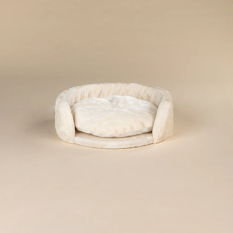 Crèmekleurige, 50 cm Diameter Ronde Zetel (Incl. Kussen)