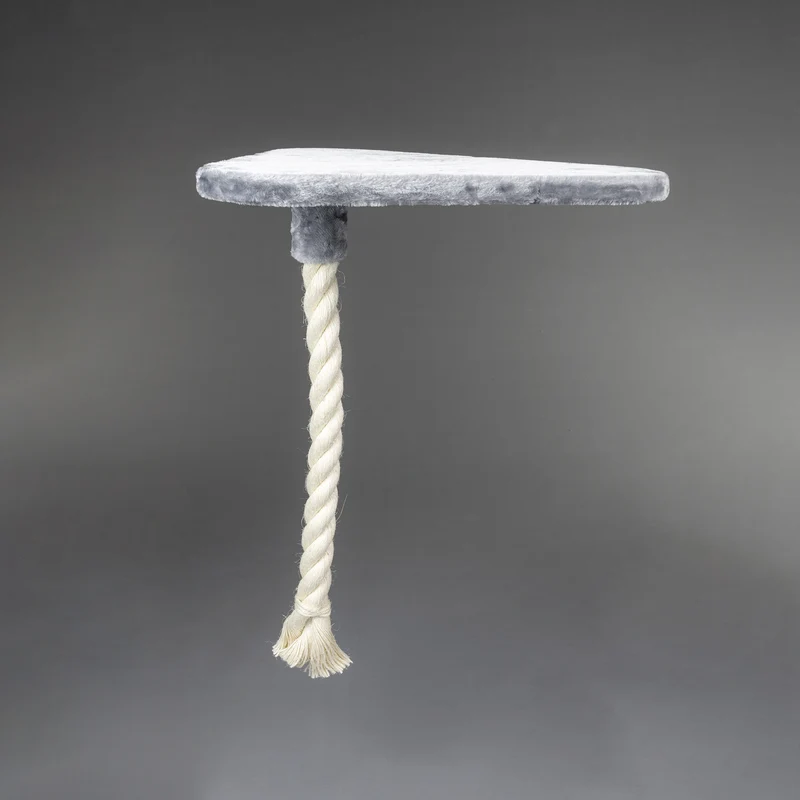 Grote, Lichtgrijs kleurige Ligplaats Step met Speeltouw Driehoekig (voor 12, 15 of 20 cm palen)