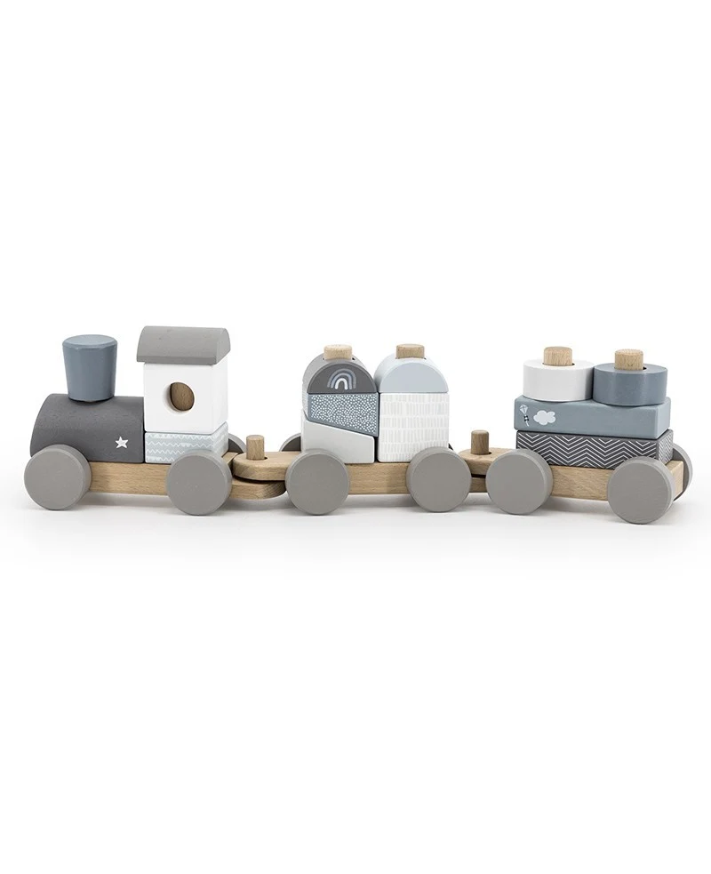 Trenino In Legno Blu Pastello