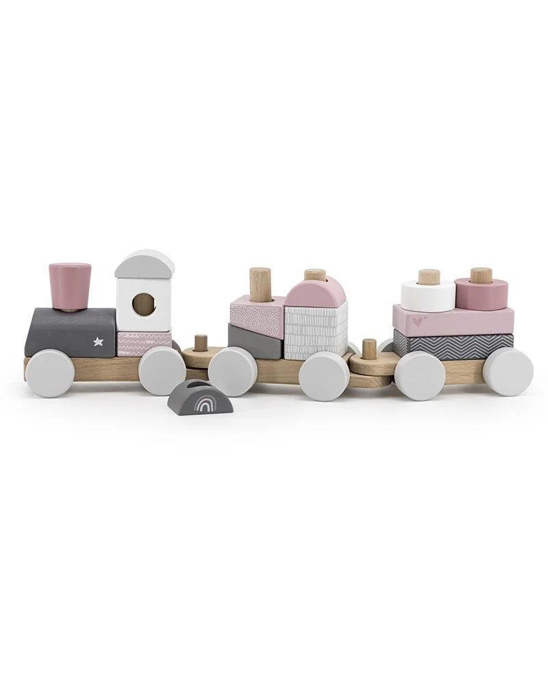 Trenino In Legno Rosa Pastello