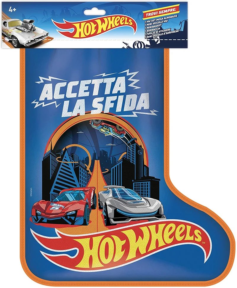Hot Wheels - Calza Della Befana Con 2 Macchinine E Tante Sorprese