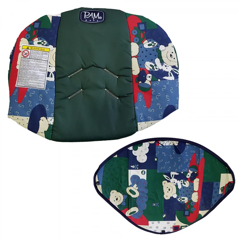 Rivestimento + Cappottina Seggiolino Auto Ovetto Pam Green Fiorellini Rossi /