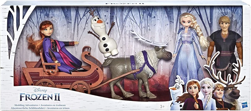 Hasbro Frozen Multipack Con Personaggi E Slitta, Include Le Bambole Fashion Di Elsa, Anna, Kristoff, Olaf E Sven Ispirate Al Film Disney Frozen 2