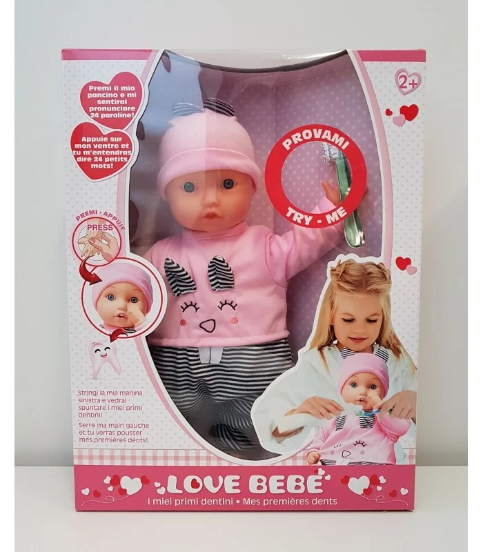 Love Bebe' Bambola I Miei Primi Dentini Con Suoni