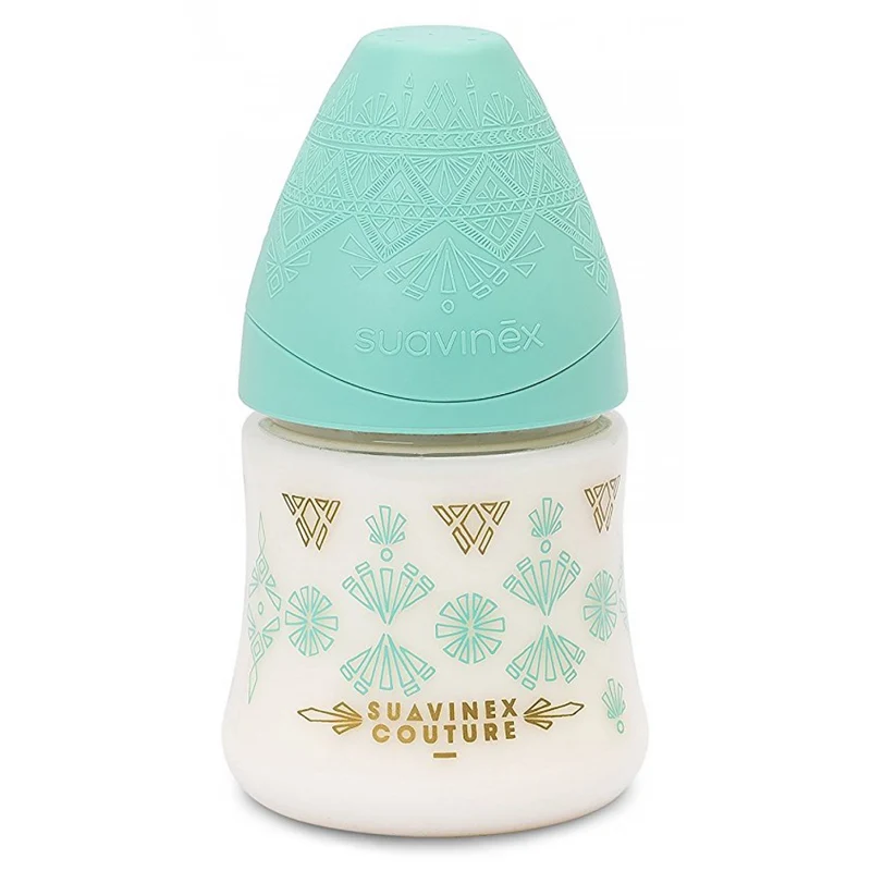 Biberon Suavinex 150ml Silicone Flusso Lento +0m Couture Verde