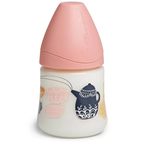 Biberon Suavinex 150 Ml Con Tettarella In Lattice Regolabile Tea Time Rosa /