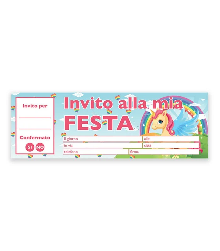 Biglietti A Inviti Unicorno 20 Pz