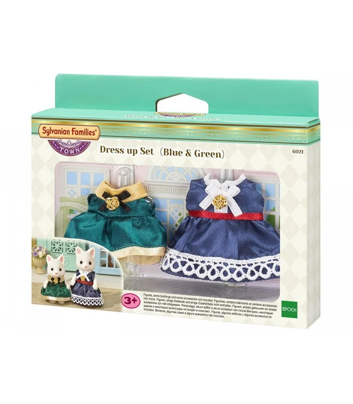 Sylvanian Families Town Set 2 Abiti Femminili Blu E Verde