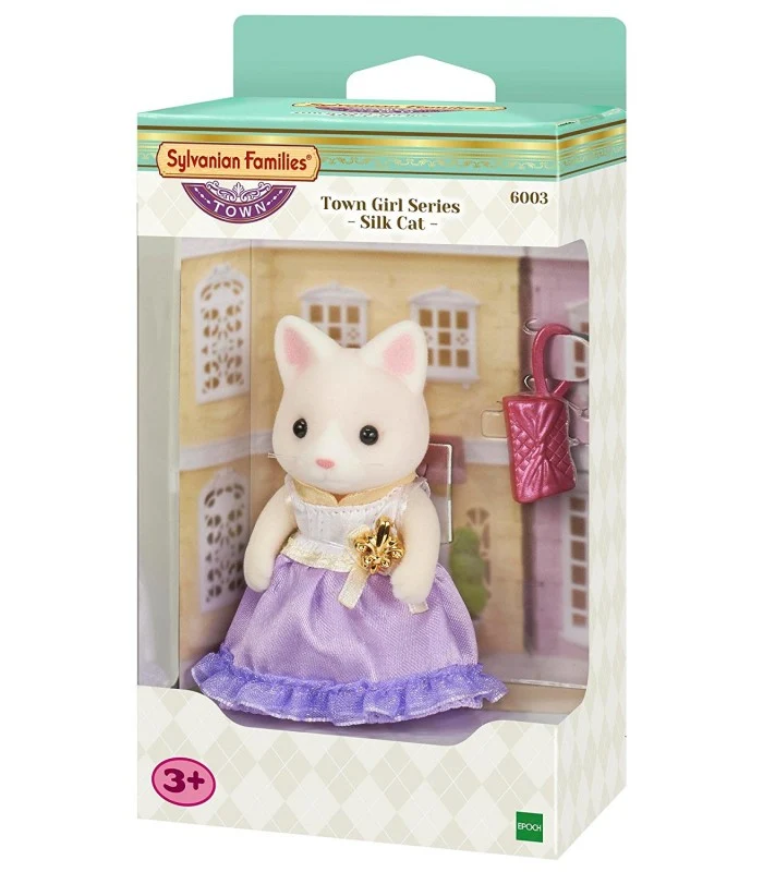 Sylvanian Families Town Ragazza Gatto Silk Con Borsetta