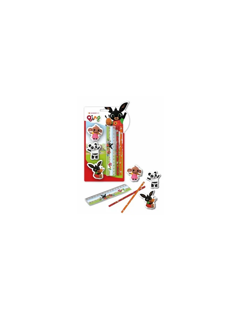 Bing - Set 2 Matite 3 Gomme E Righello