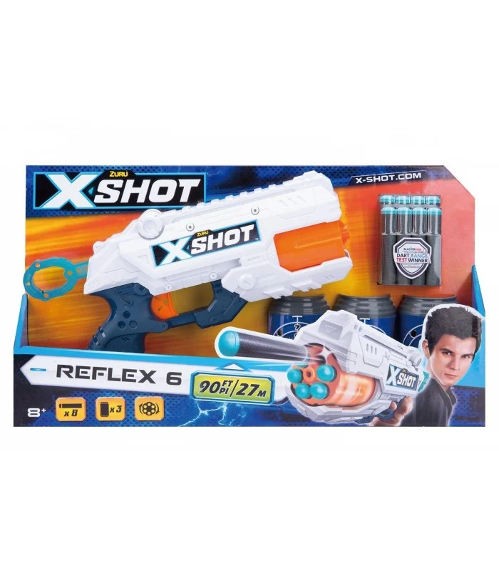 X-Shot Pistola Excel Reflex 6 Con Dardi E Bersagli