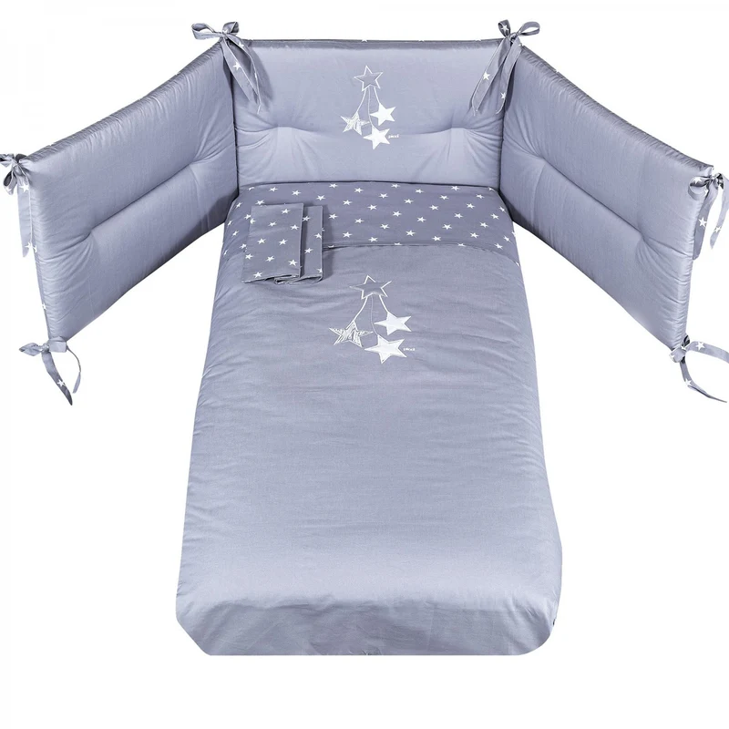 Completo Piumone Picci Stella Ricamato Grigio 3pz
