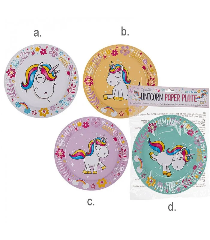 8 Piatti In Carta Per Feste A Tema Unicorno