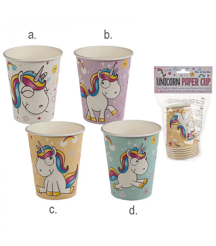 6 Bicchiere In Carta Per Feste Unicorno