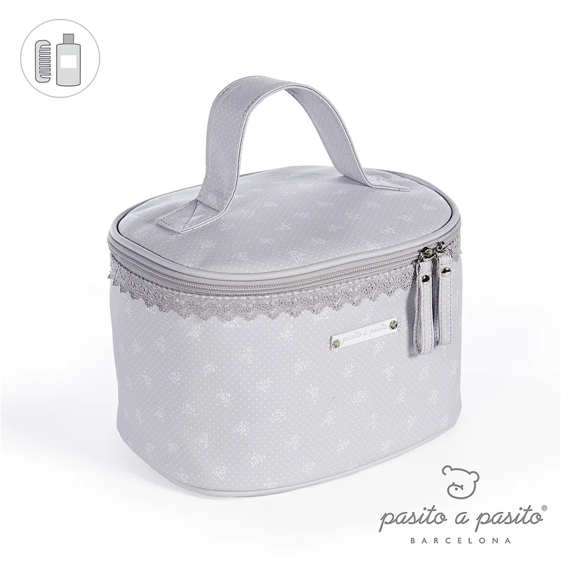 Beauty Case Vanity Pasito A Pasito Verona Fiore Grigio