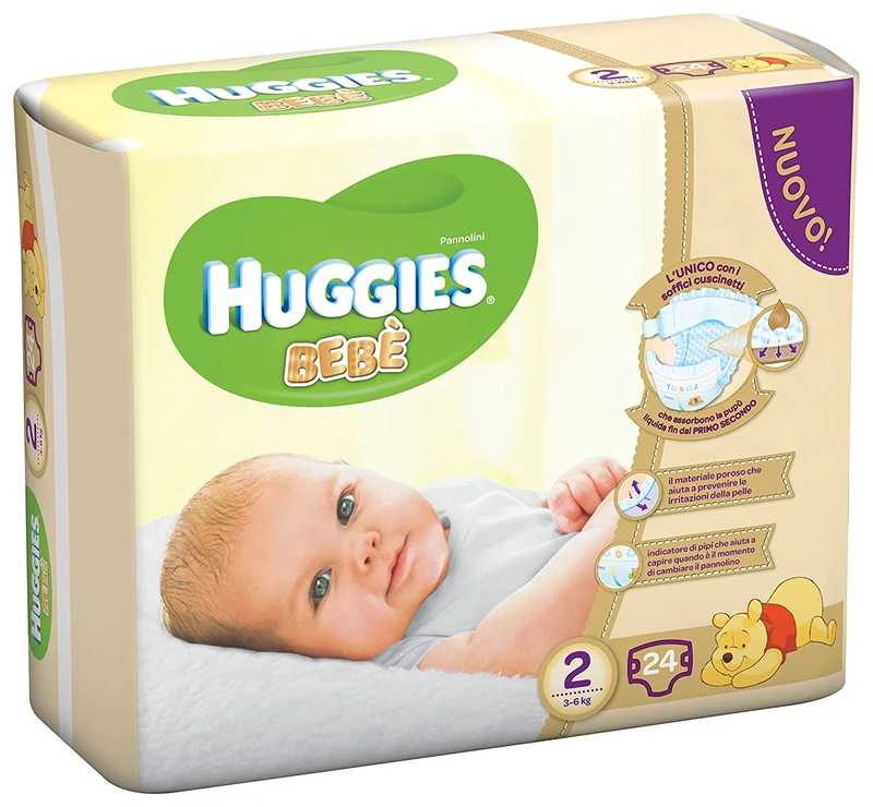 Huggies Bebè Pannolini Taglia 2 3-6 Kg 24 Pannolini