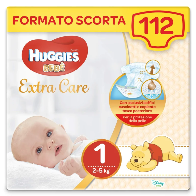 Huggies Bebè Pannolini Taglia 1 2-5 Kg 28 Pannolini Kit Da 4