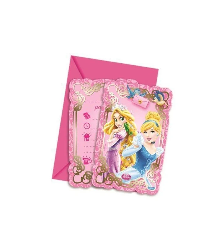 Disney Principesse Set 6 Inviti Con Bustine