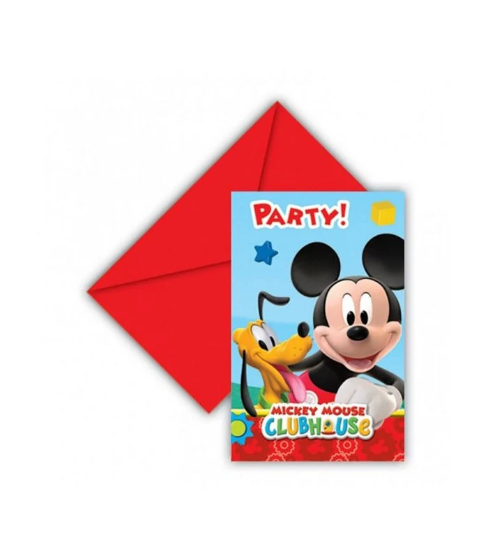 Set 6 Inviti Con Bustine Topolino